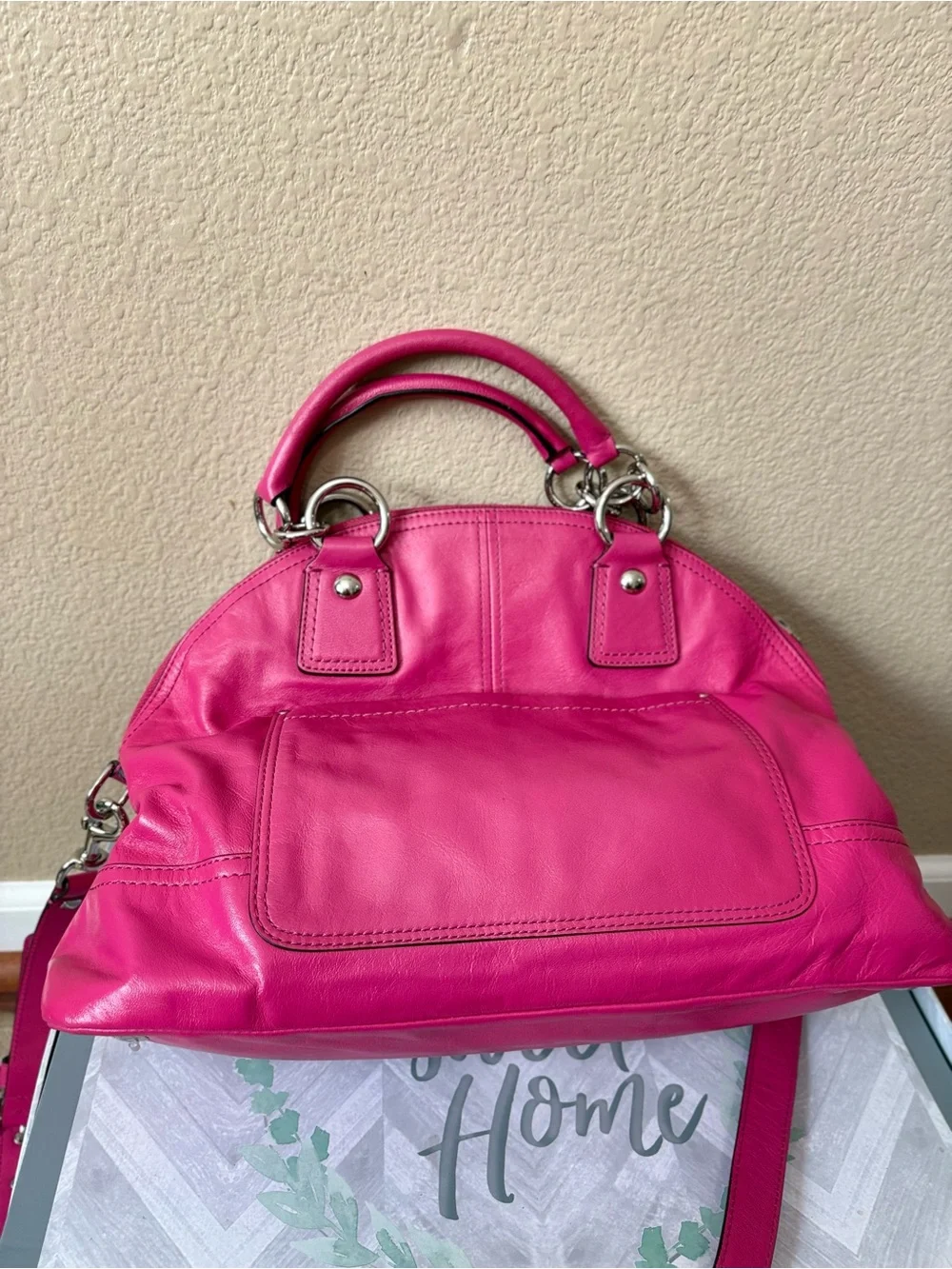 Coach Hot Pink Leather Hobo with Silver Hardware